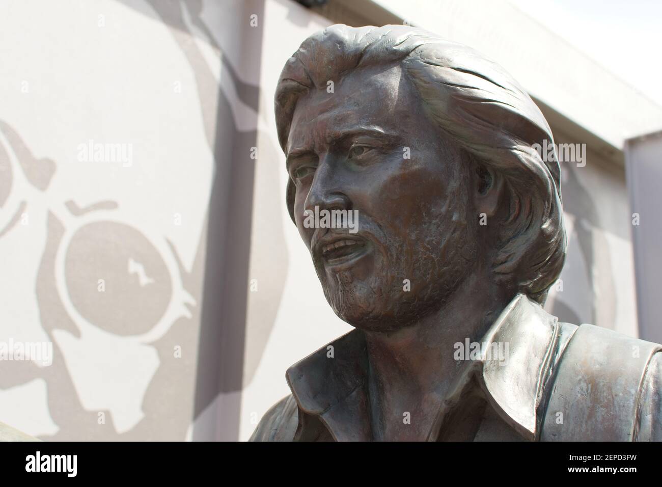 Redcliffe, Queensland, Australia - February 27, 2021: Close up of statue of Maurice Gibb Stock Photo