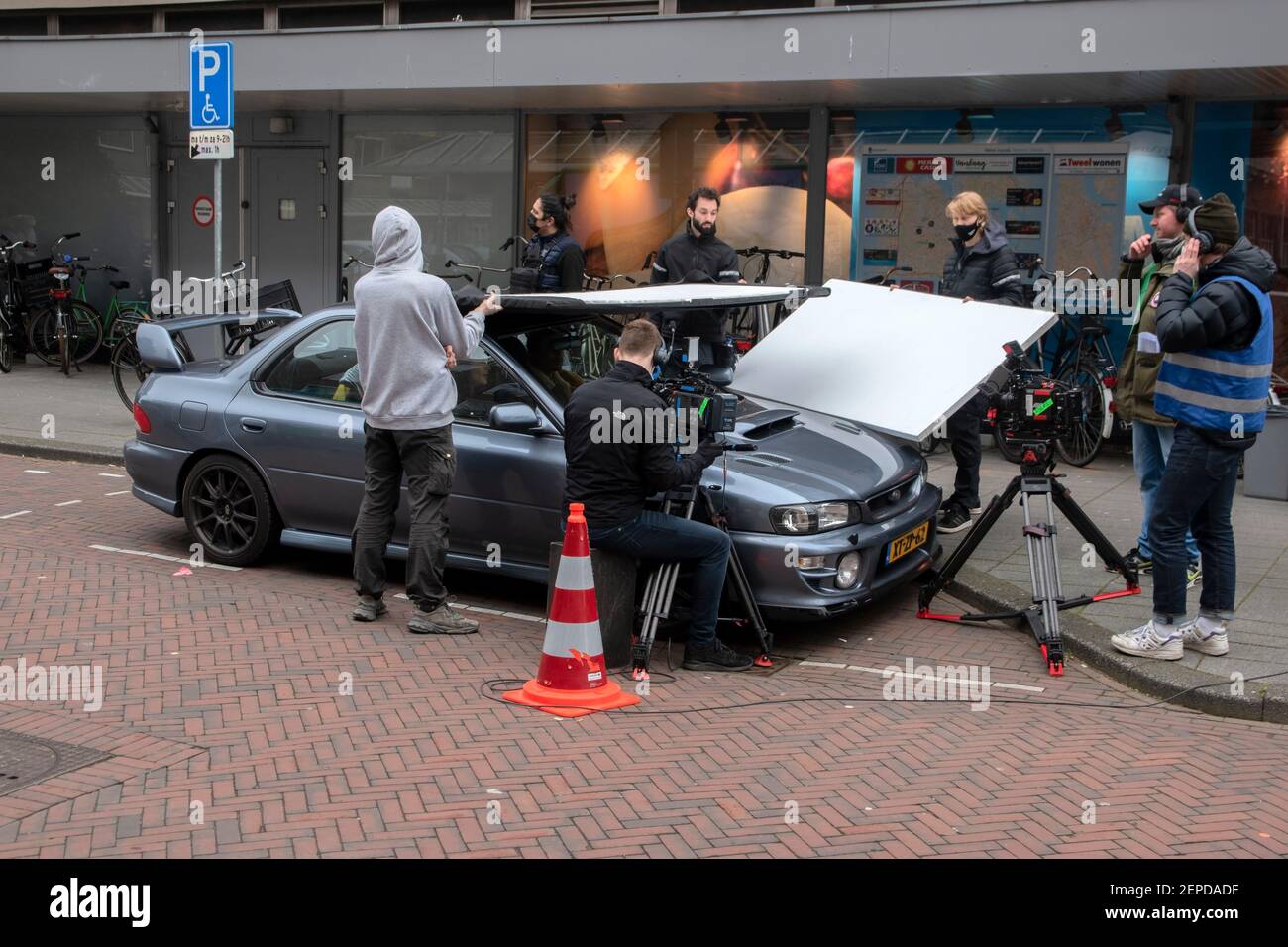Filming A Car Scene At Amsterdam The Netherlands 2722012 Stock Photo