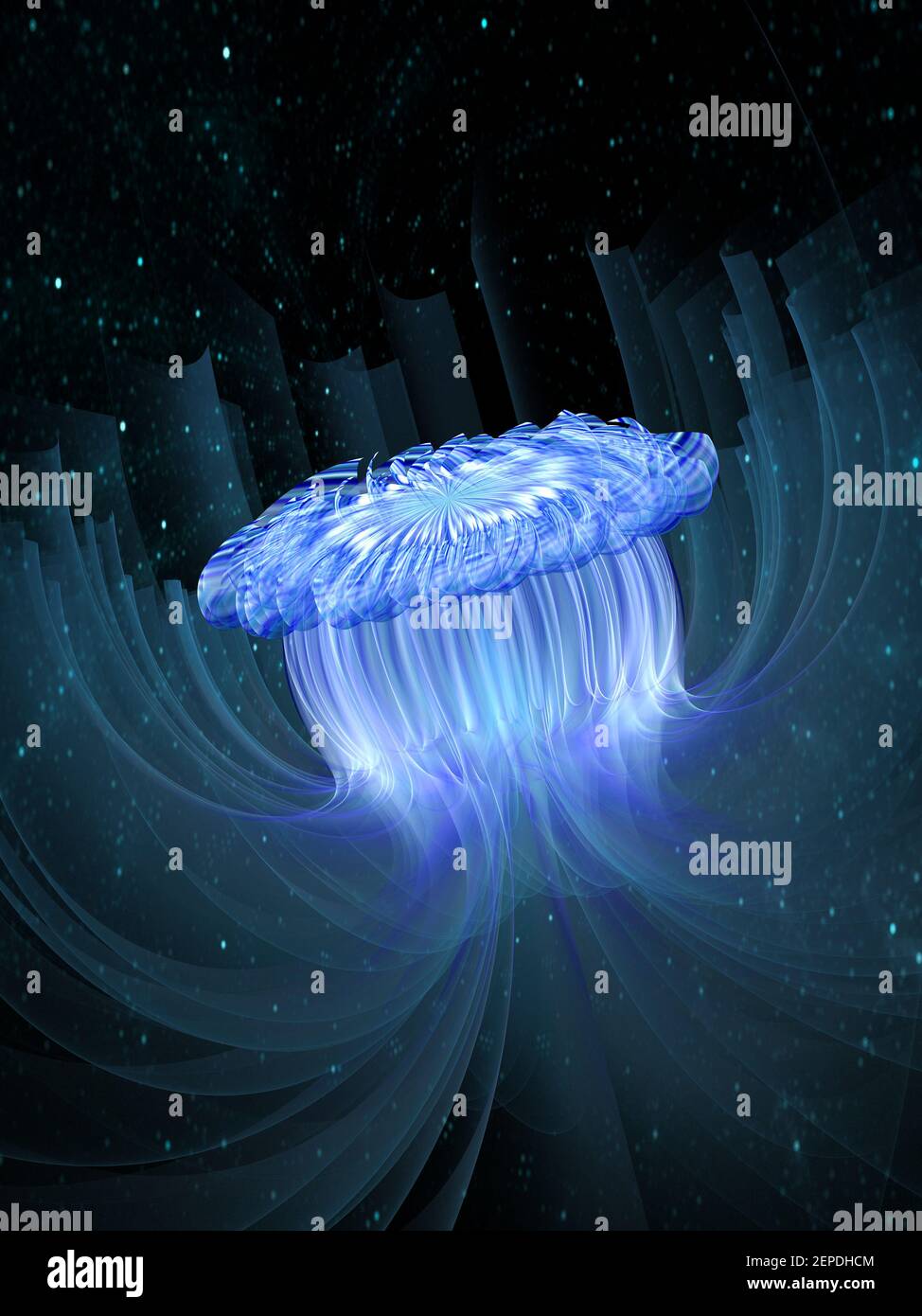 Abstract Jellyfish - Flame Fractal Art Stock Photo