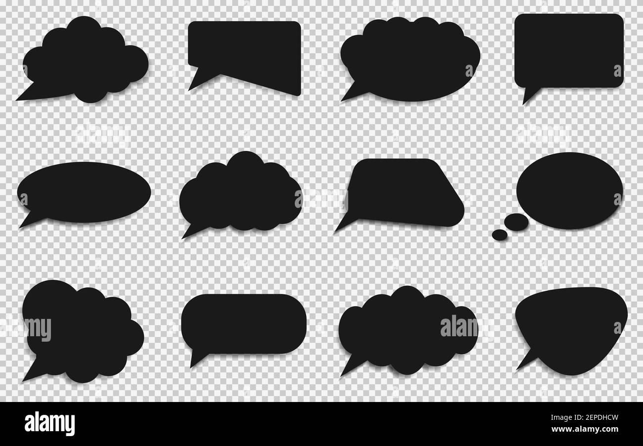 Set of silhouette figured speech bubbles black Stock Vector