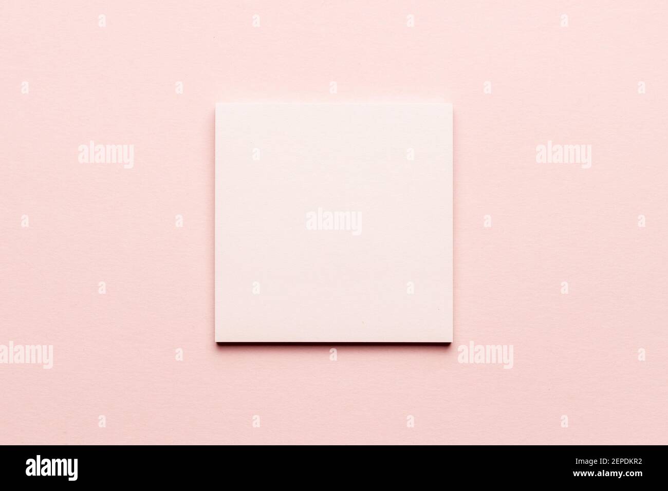 coral pink note stick. empty template for design. space for text Stock Photo