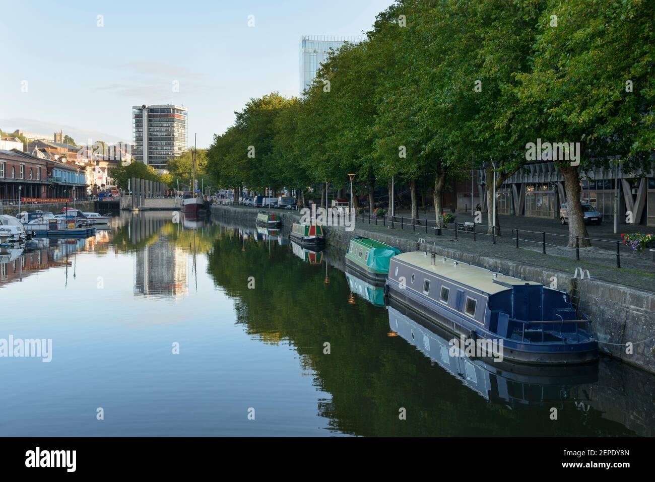 The floating harbour, Bristol, on a sunny summer morning. Stock Photo