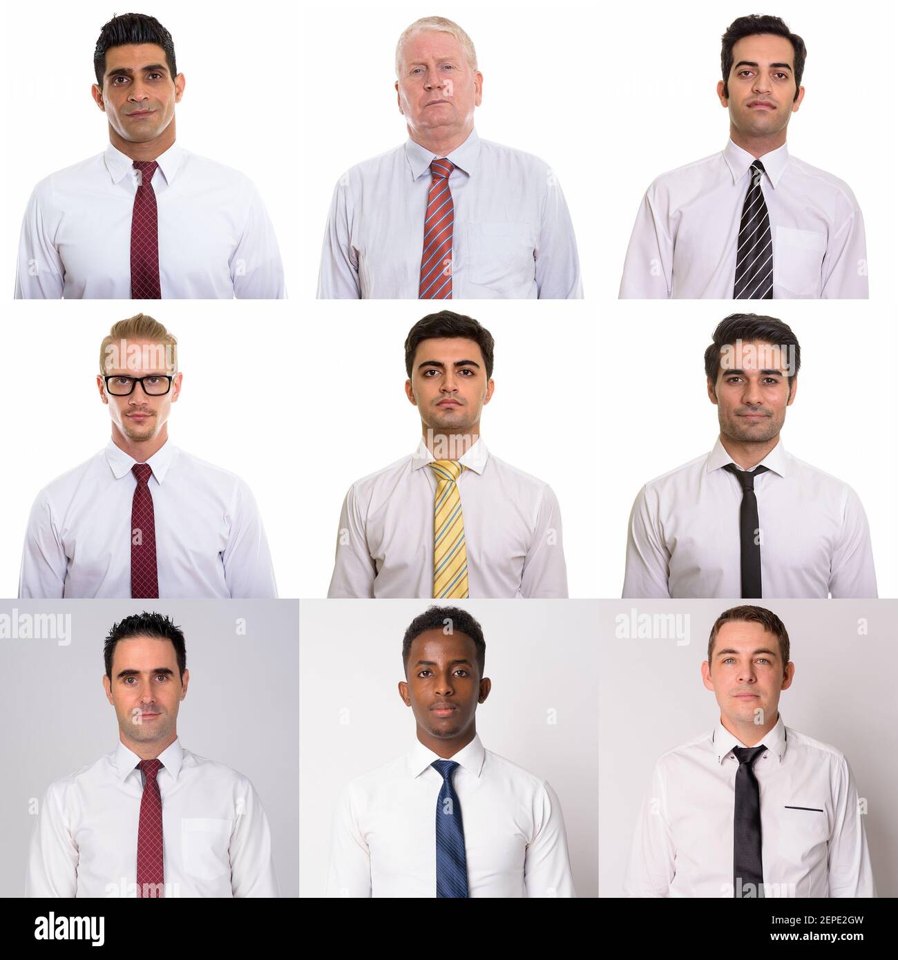 Portraits of an ethnically diverse and mixed age group businessmen Stock Photo