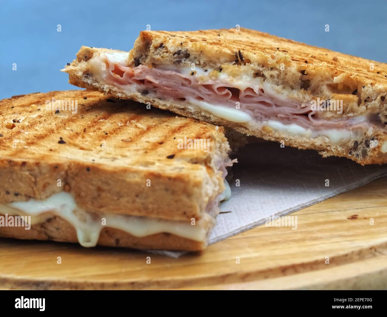 Roasted toast with ham and melted cheese Stock Photo Alamy