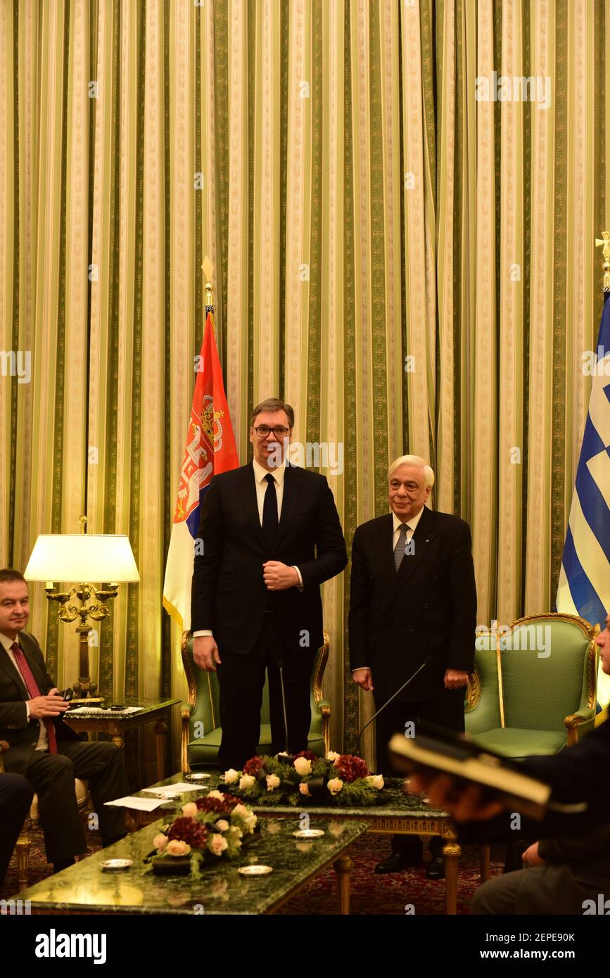 President of Serbia Aleksandar Vu?i? (left) and President of Hellenic ...