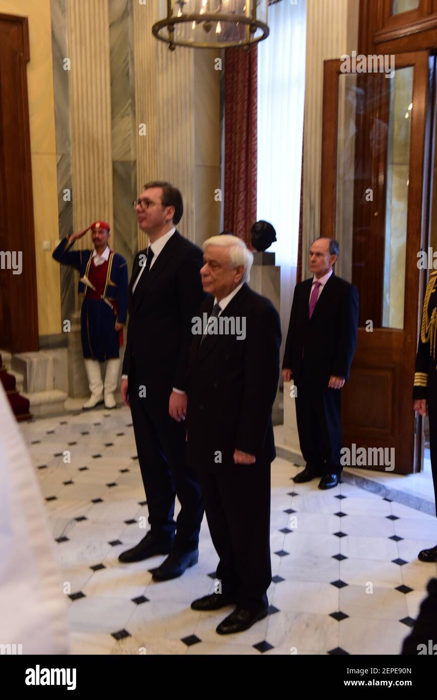 President of Serbia Aleksandar Vu?i? (left) and President of Hellenic ...