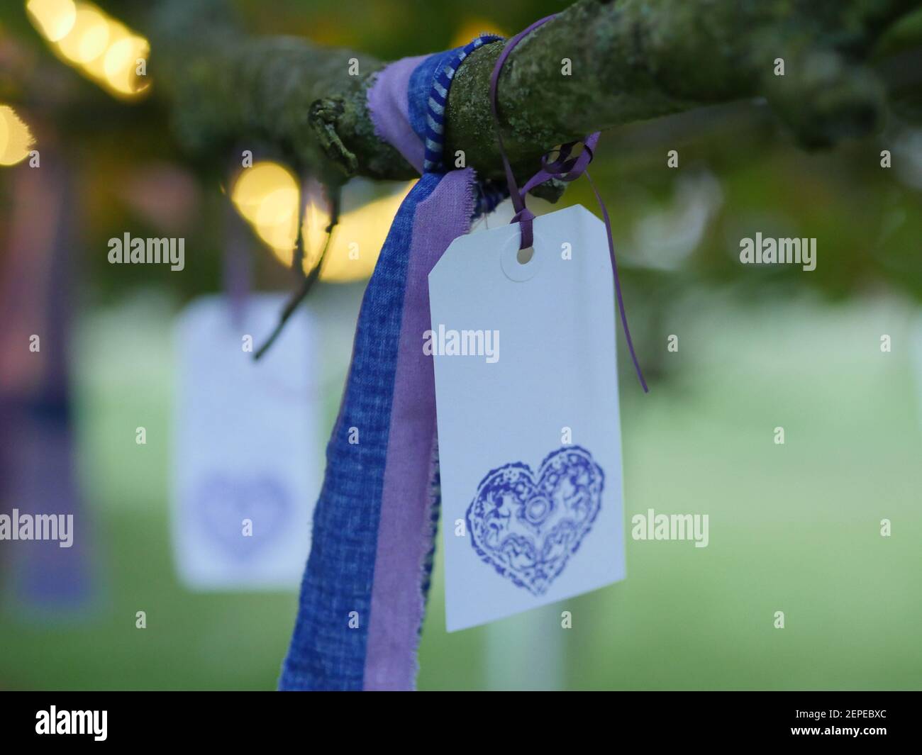 Wishing Tree for Wedding Celebration, Tradition for Summer Garden Marriage Stock Photo