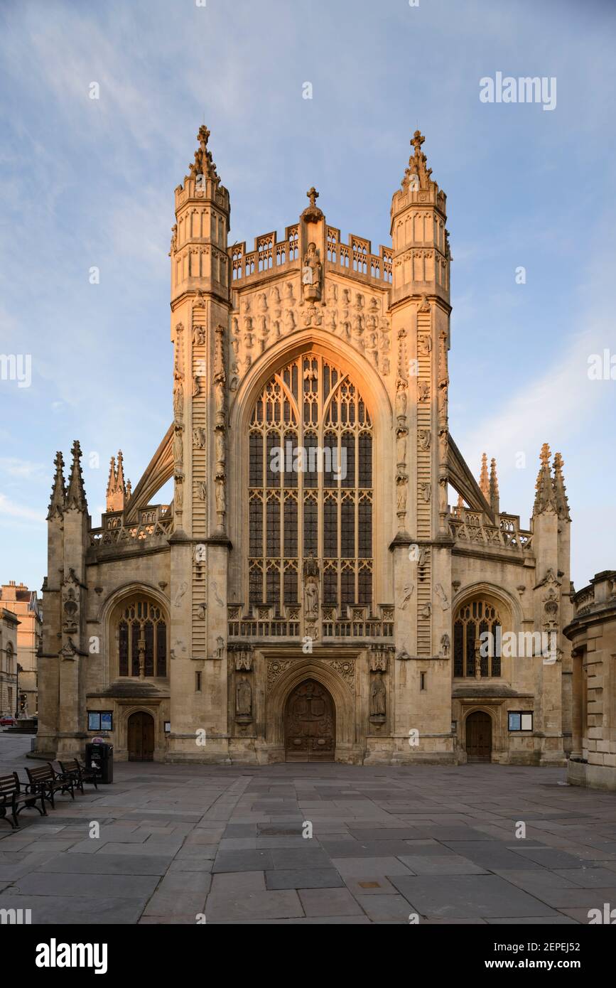 Bath Abbey at sunset on a summer evening. Stock Photo