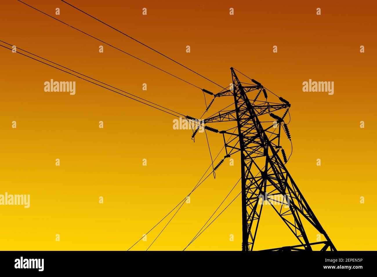 Electricity pylons and line against the blue sky and clouds Stock Photo ...