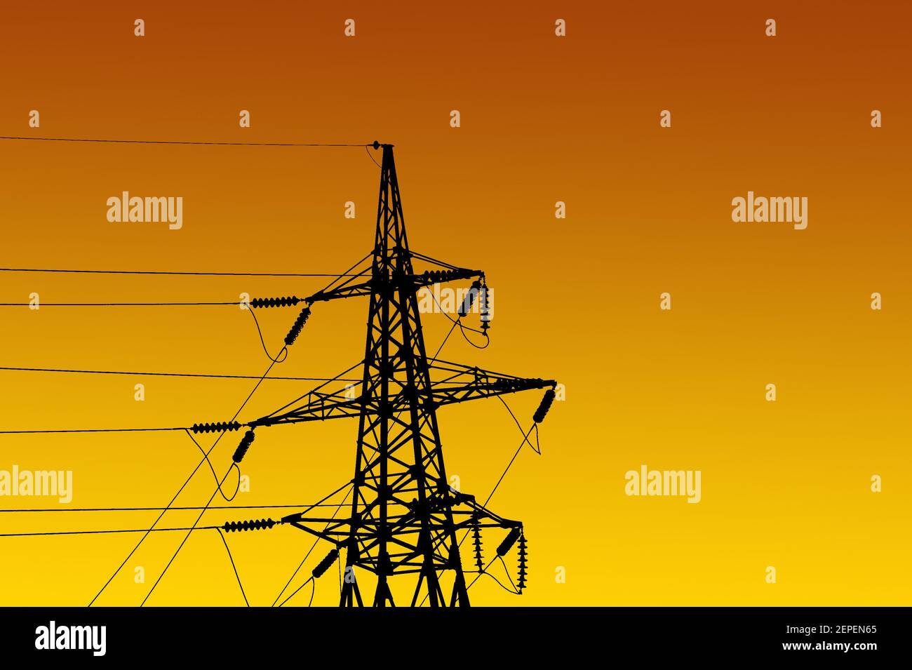 Electricity pylons and line against the blue sky and clouds Stock Photo ...