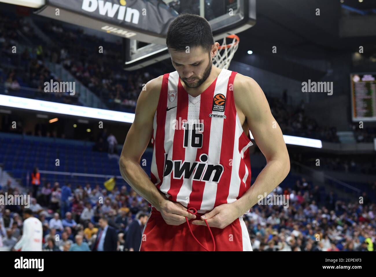Kostas Papanikolaou, #16 of Olympiacos during the 2019/2020 Turkish  Airlines EuroLeague Regular Season Round 13 game between Real Madrid and  Olympiacos Piraeus at Wizink Center in Madrid, Spain on December 12, 2019. (