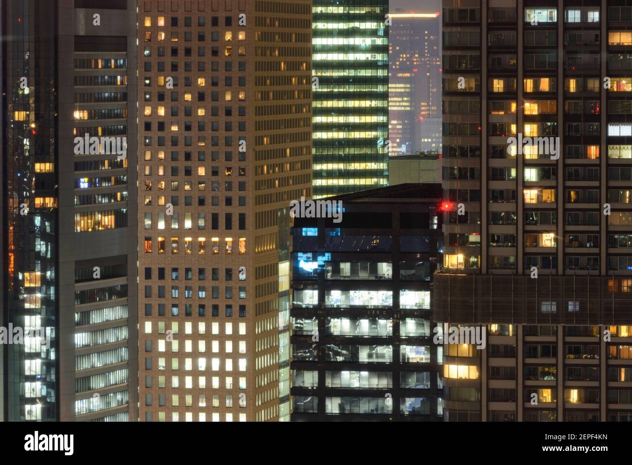 Layers of Skyscrapers in downtown Tokyo Stock Photo