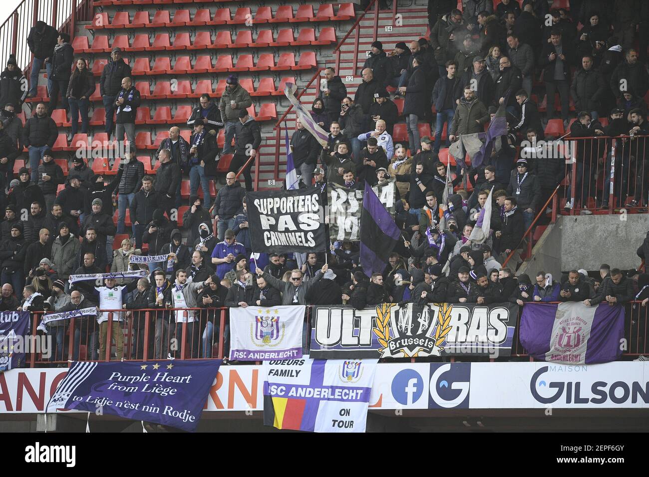Anderlecht's supporters pictured before the start of a soccer