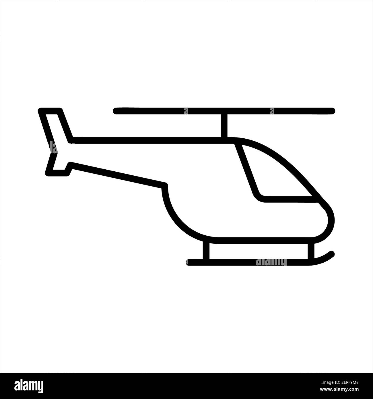 Helicopter flat icon. Pictogram for web. Line stroke. Isolated on white ...