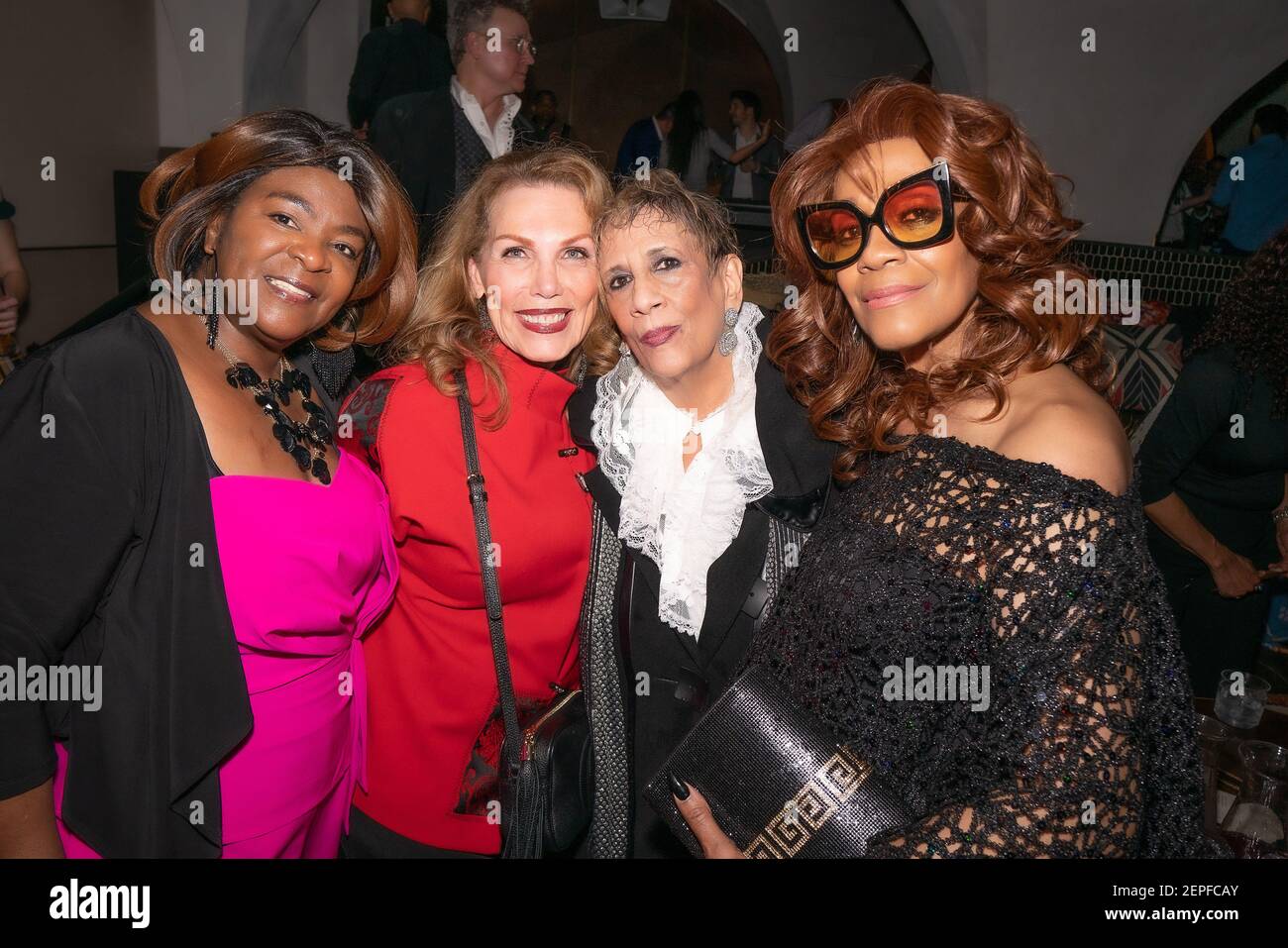 Cassandra Tindal, Denose Pereau, Lucia Kaiser and Stephanie celebrate Lucia Kaiser's birthday at Celon at the Bryant Park Hotel in New York, NY on December 13, 2019. (Photo by David Warren /Sipa? USA) Stock Photo