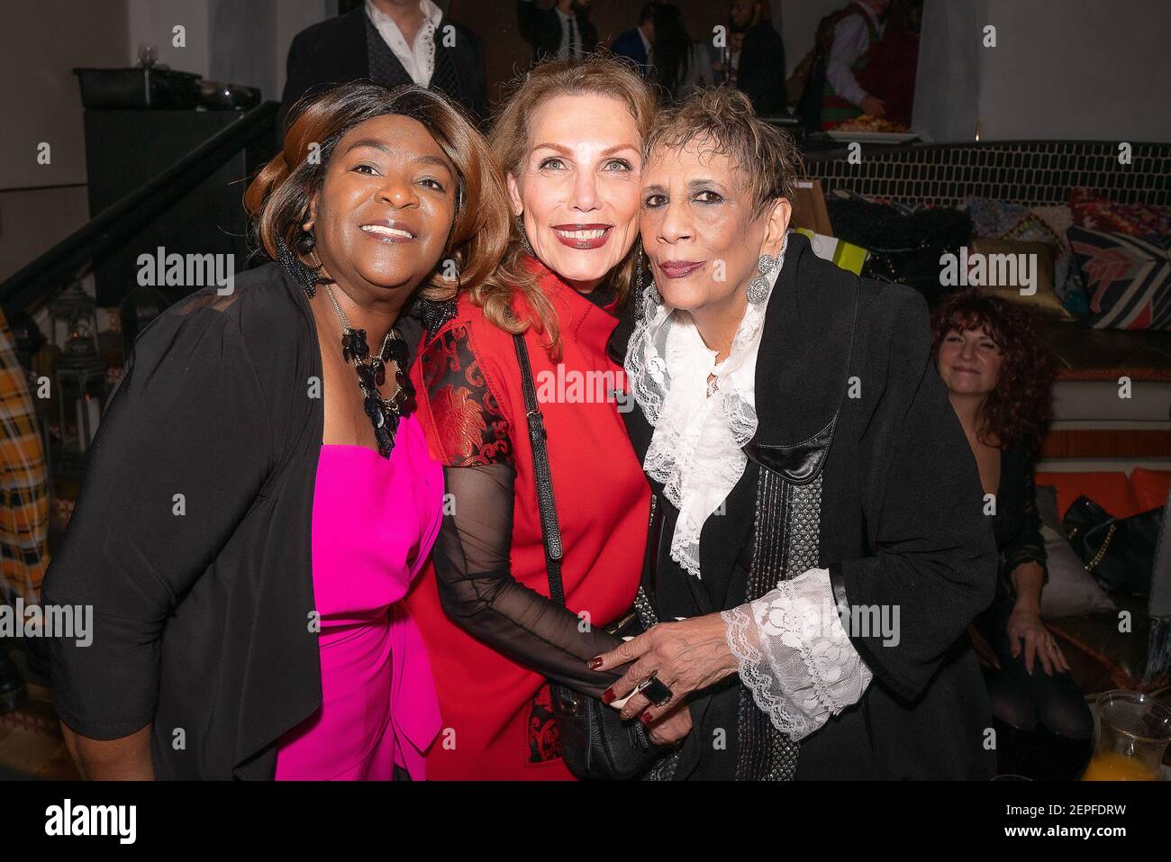 Cassandra Tindal, Denose Pereau and Lucia Kaiser celebrate Lucia Kaiser's birthday at Celon at the Bryant Park Hotel in New York, NY on December 13, 2019. (Photo by David Warren /Sipa? USA) Stock Photo