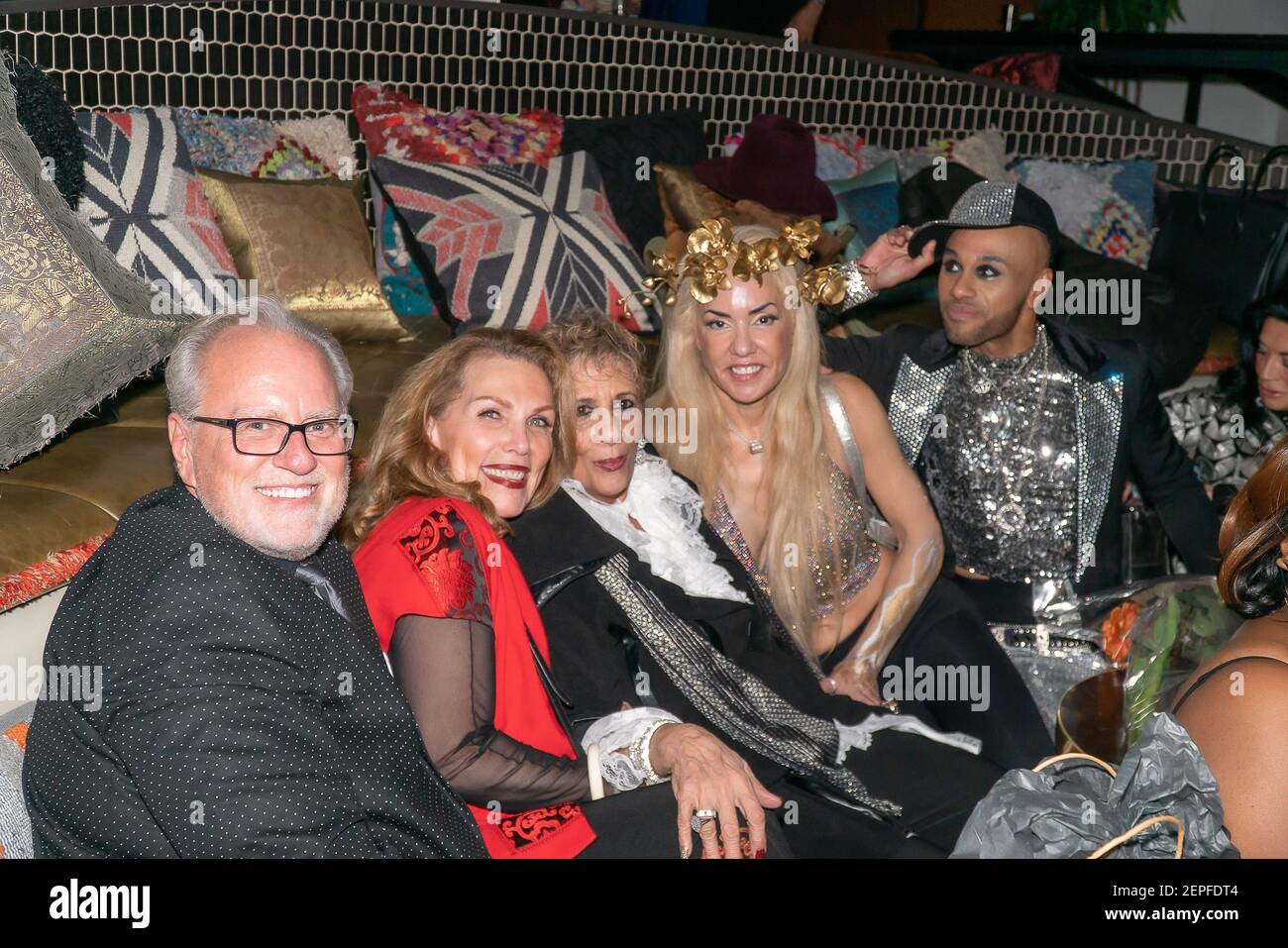 Michael Keegan, Denise Pereau, Lucia Kaiser, Luciana Pampalone and Aaron Paul a celebrate Lucia Kaiser's birthday at Celon at the Bryant Park Hotel in New York, NY on December 13, 2019. (Photo by David Warren /Sipa? USA) Stock Photo
