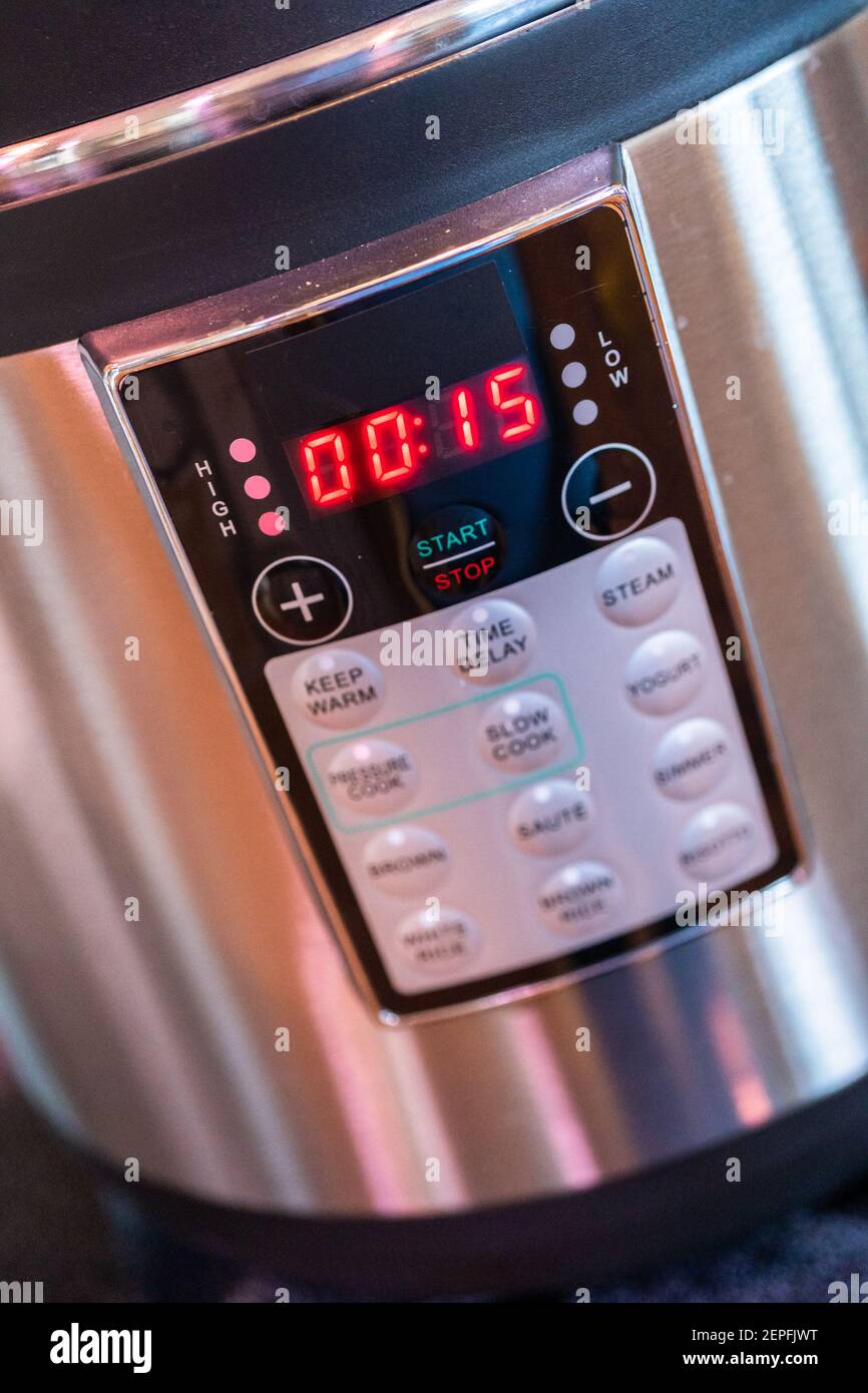Cooking Dinner In A Pressure Cooker In A Modern Kitchen Stock Photo Alamy pressure-cooker-rice-cooking-times-for-lotus-foods-rice