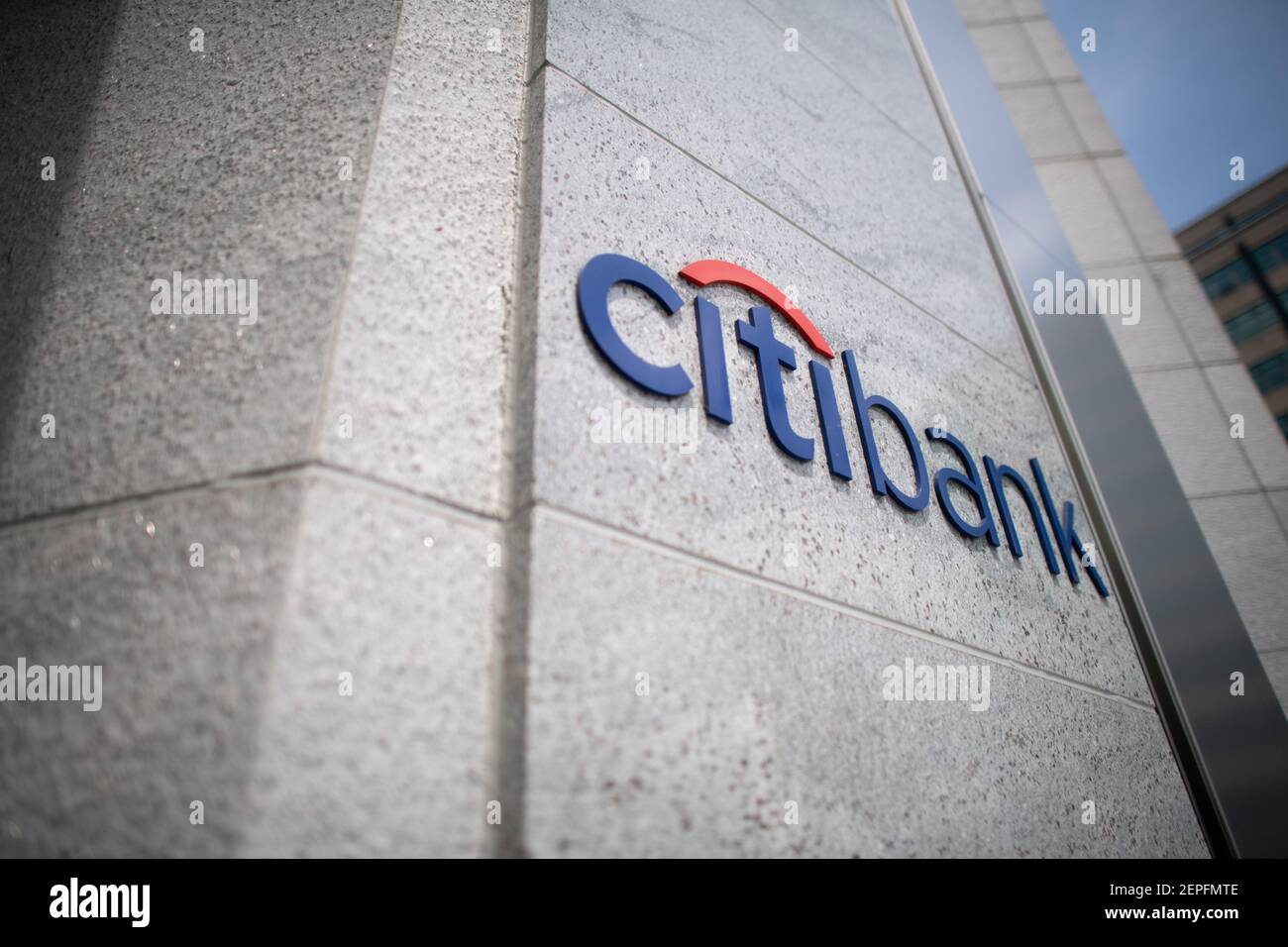 A Citibank logo as seen on a Washington, D.C., branch on August 5, 2019