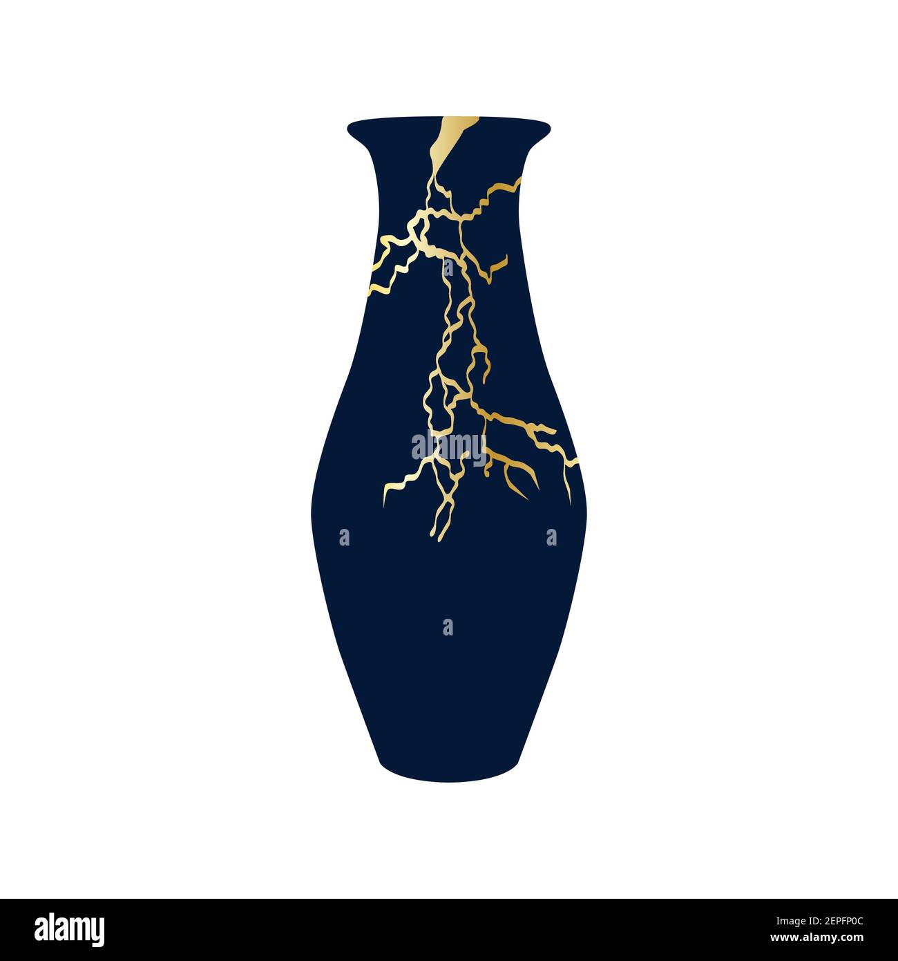 Renovated kintsugi japanese vase art color sketch engraving