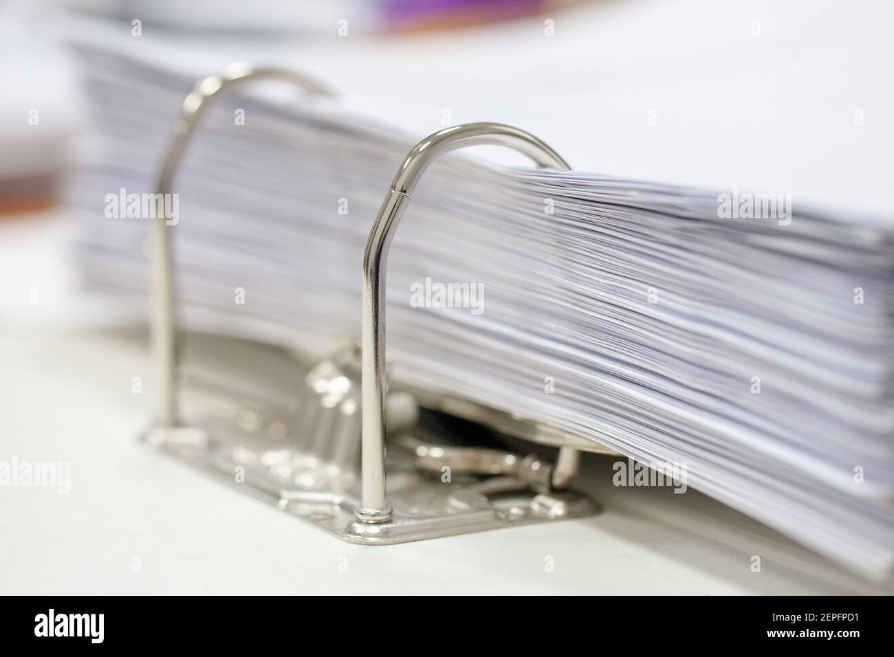 folder with office paper stack. procrastination and paperwork concept Stock Photo