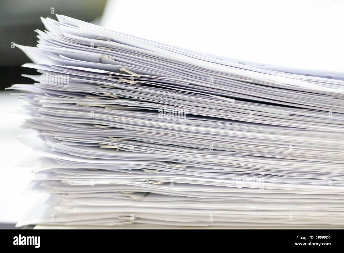 folder with office paper stack. procrastination and paperwork concept Stock Photo