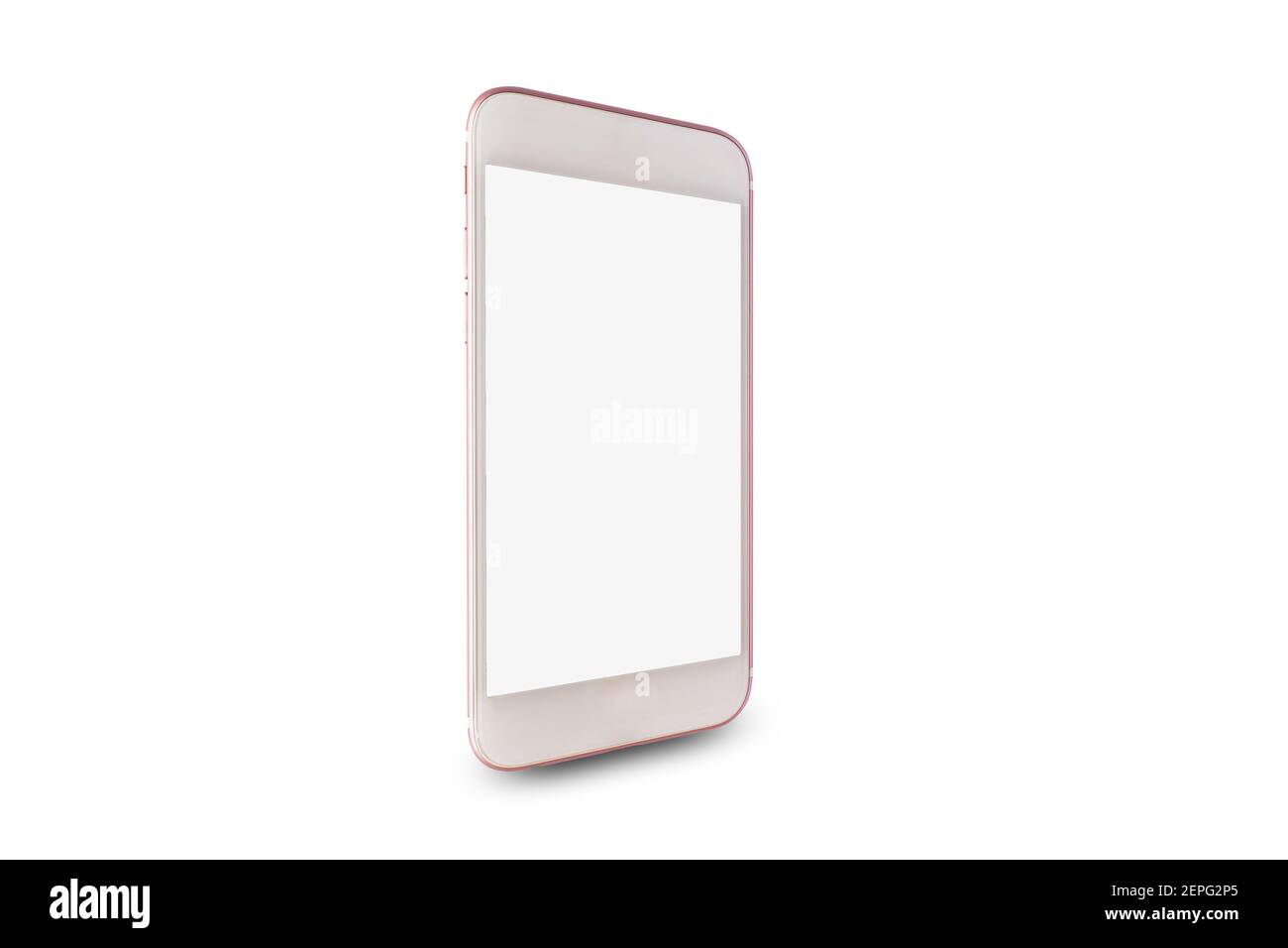 Close up smart phone with blank screen isolated on white background ...