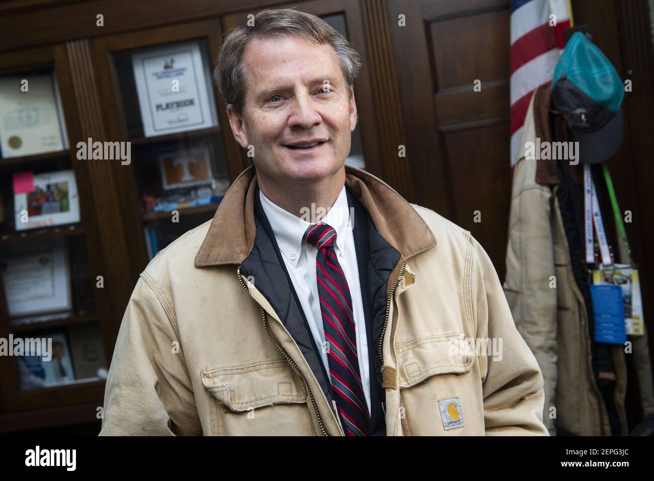 UNITED STATES - DECEMBER 19: Rep. Tim Burchett, R-Tenn., is pictured with his Carhartt jacket in Longworth Building on Thursday, December 19, 2019. (Photo By Tom Williams/CQ Roll Call/Sipa USA) Stock Photo