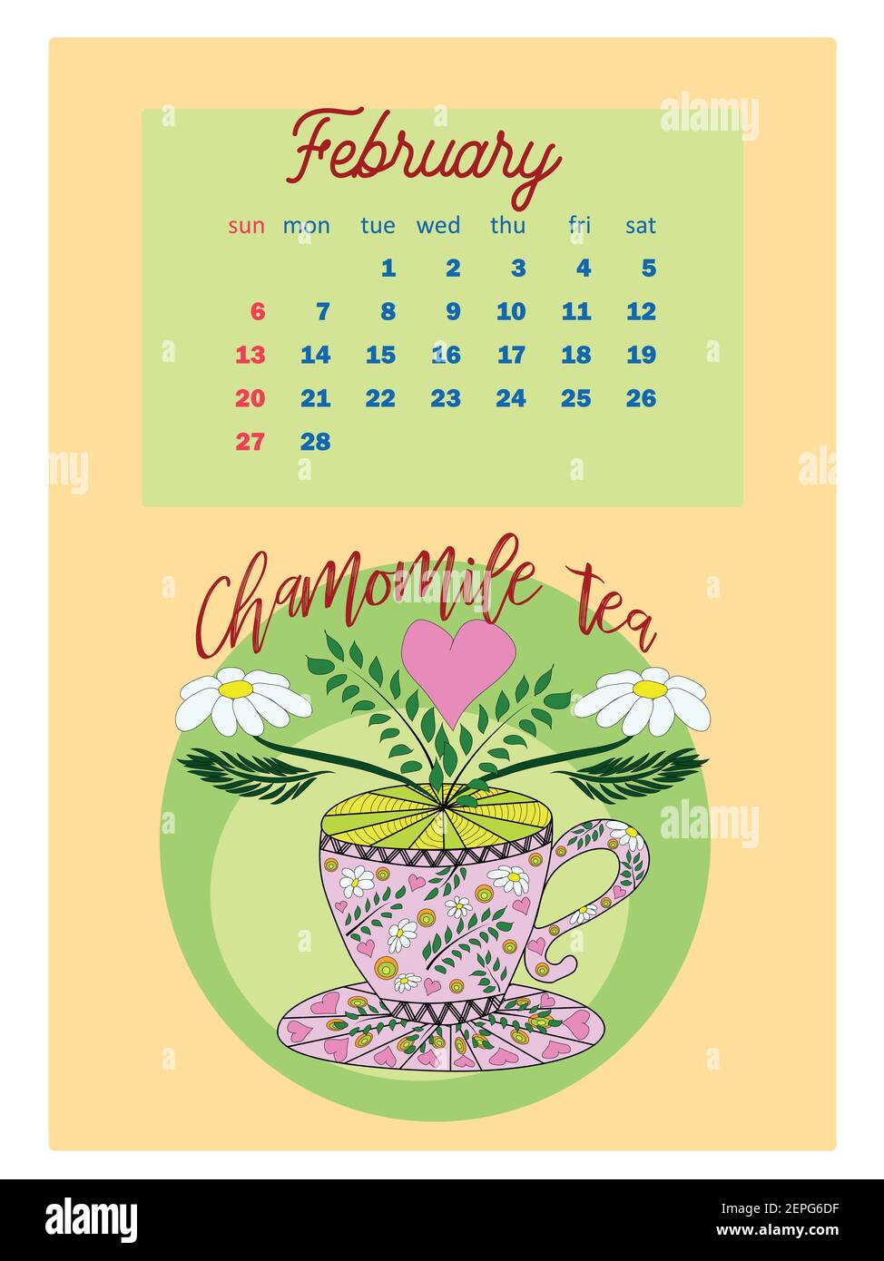 Drinks calendar 2022 with seasonal dessert of various tea, coffee