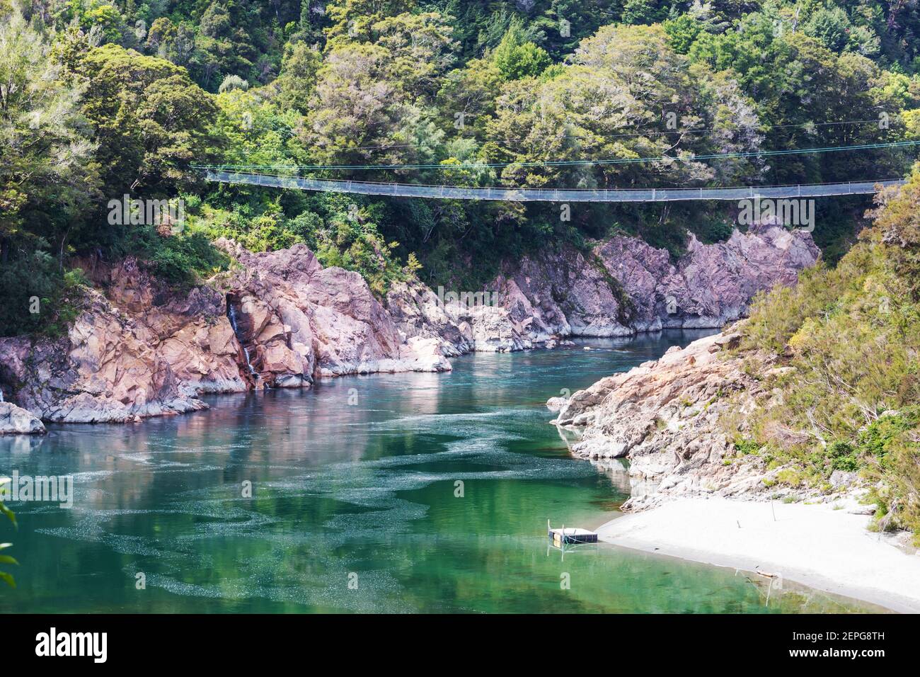 New Zealand River in jungle, beautiful mountains landscapes Stock Photo ...