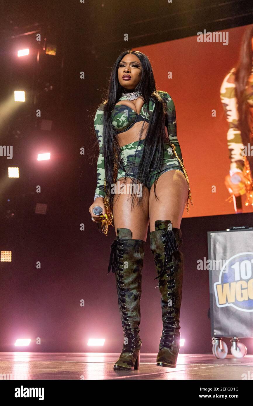 Megan Thee Stallion (Megan Pete) performs onstage during the WGCI Big Jam  2019 at United Center on December, 20 2019, in Chicago, Illinois (Photo by  Daniel DeSlover/Sipa USA Stock Photo - Alamy