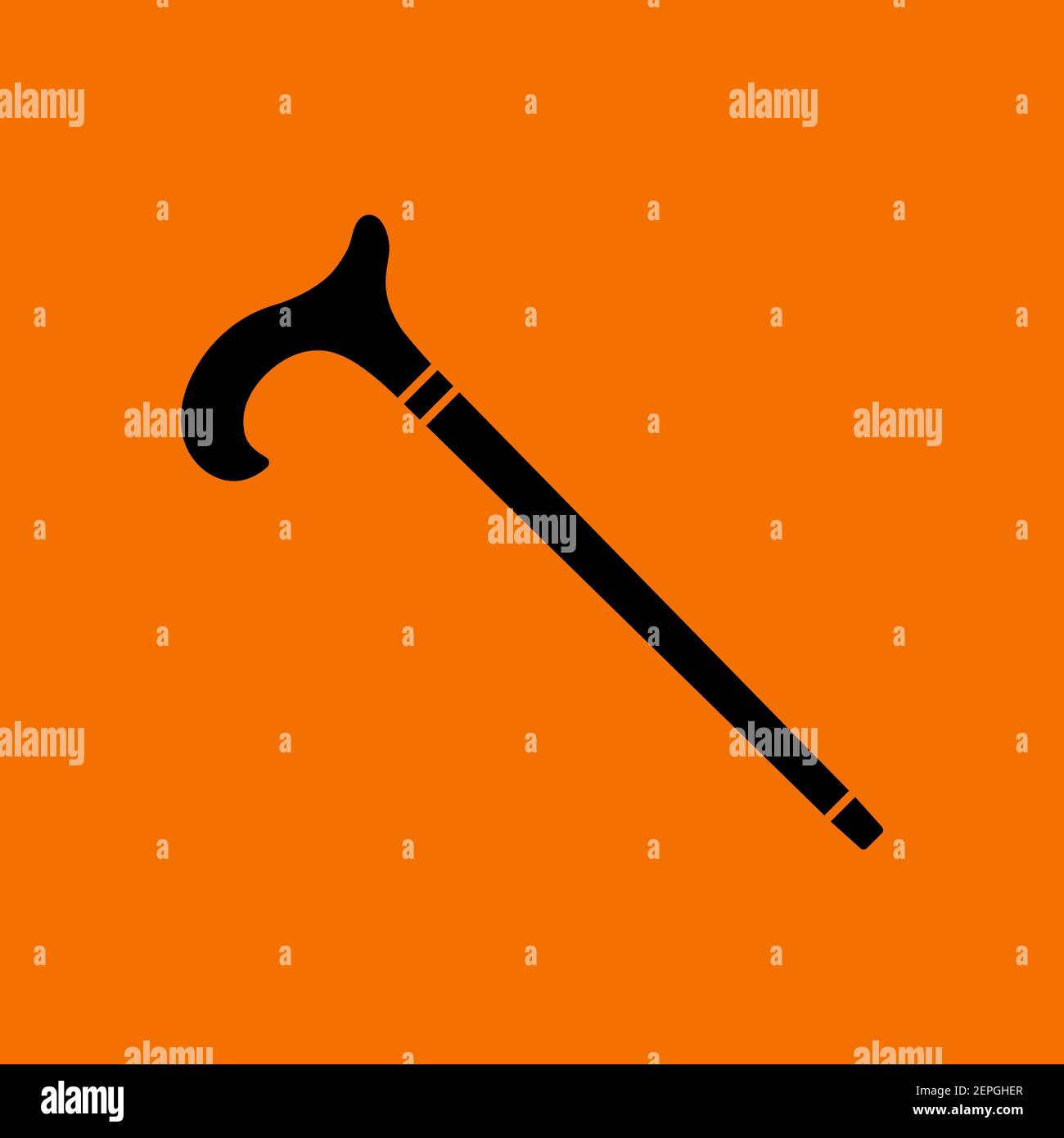 Walking Stick Icon. Black on Orange Background. Vector Illustration. Stock Vector