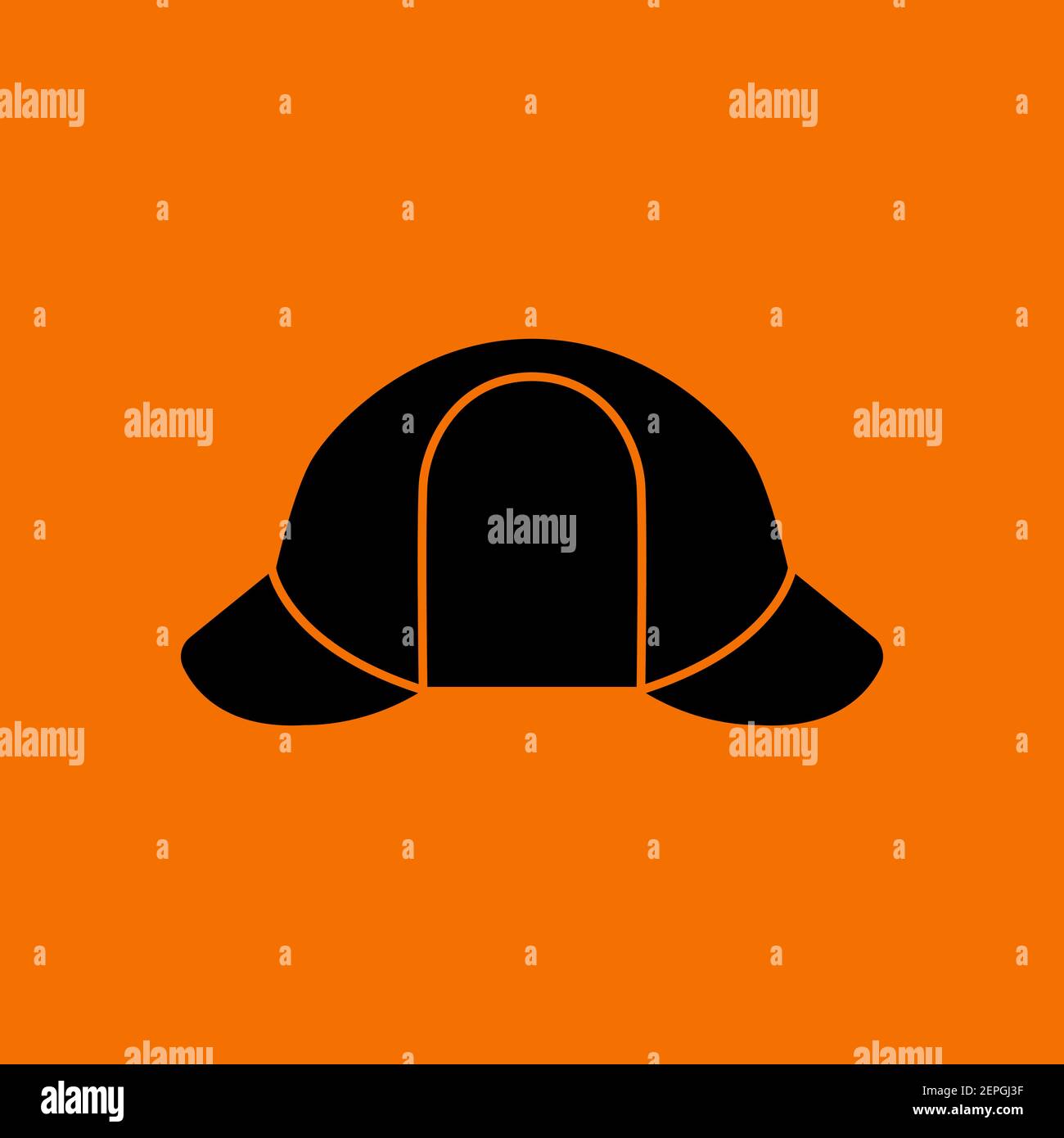 Sherlock Hat Icon. Black on Orange Background. Vector Illustration. Stock Vector
