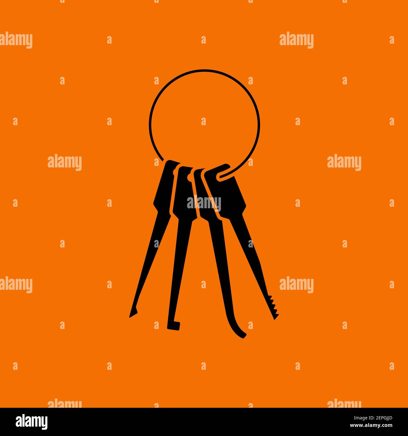 Lockpick Icon. Black on Orange Background. Vector Illustration. Stock Vector