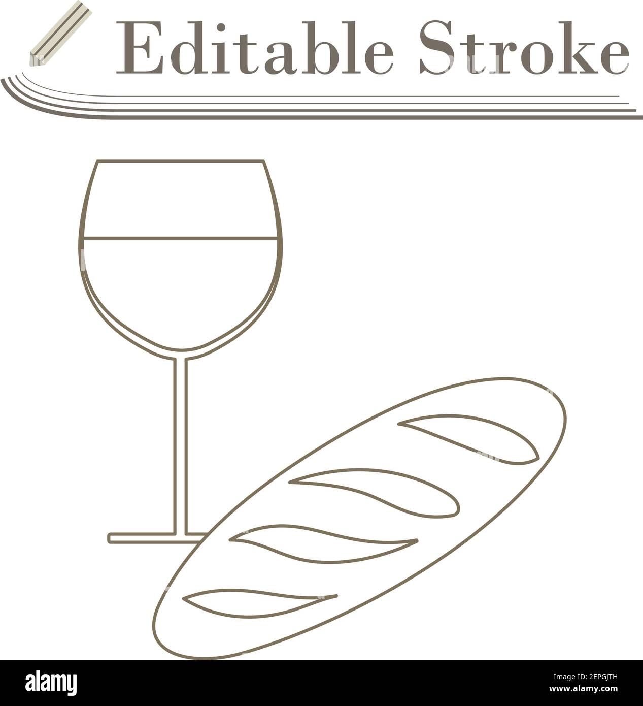 Easter Wine And Bread Icon. Editable Stroke Simple Design. Vector Illustration. Stock Vector