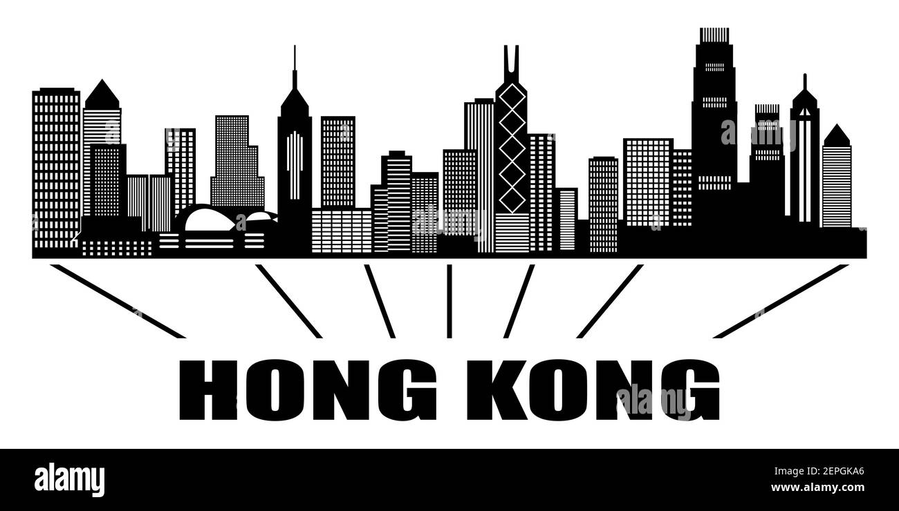 City view of hongkong with paper cut style Stock Vector