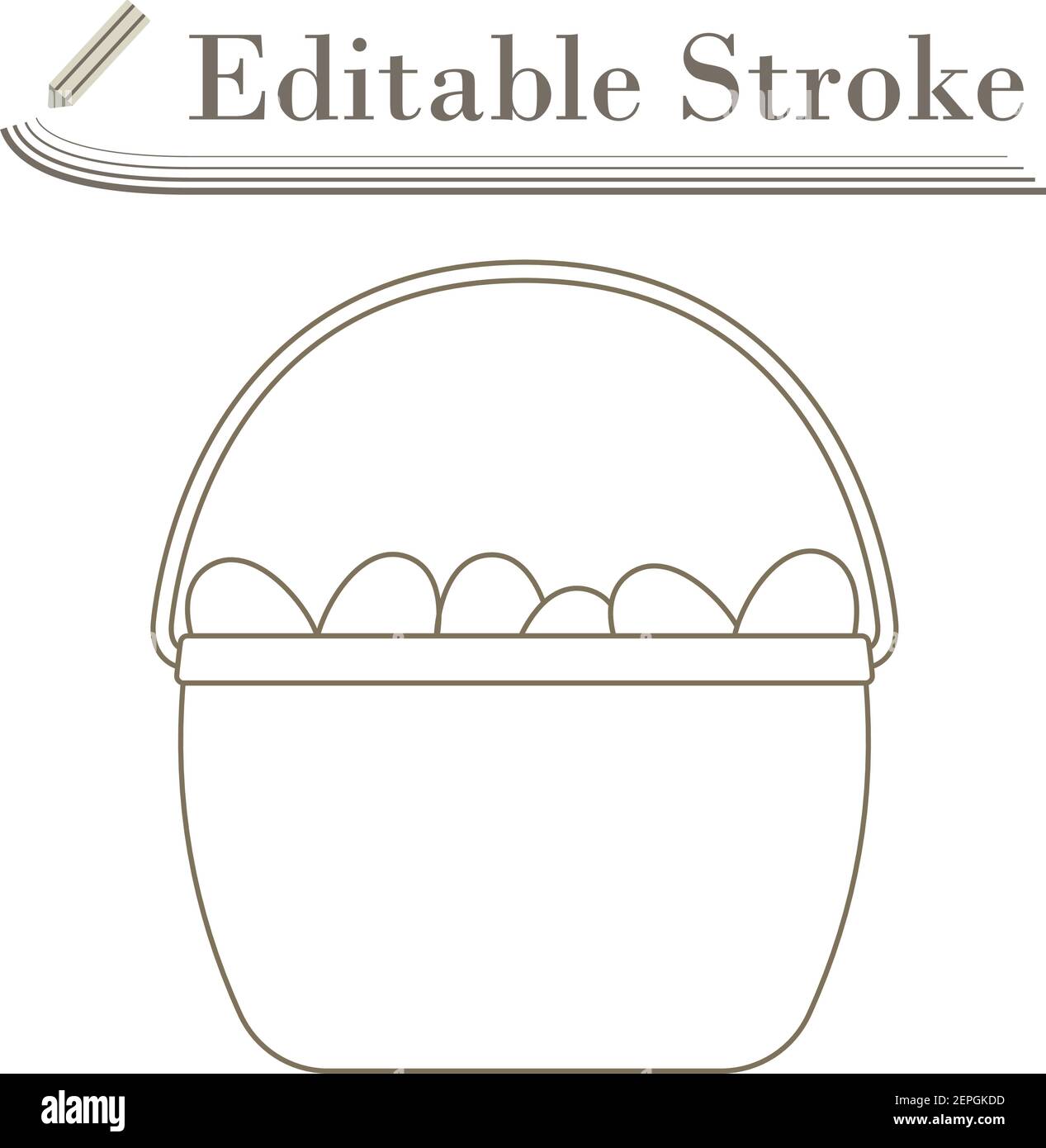 Easter Basket With Eggs Icon. Editable Stroke Simple Design. Vector Illustration. Stock Vector