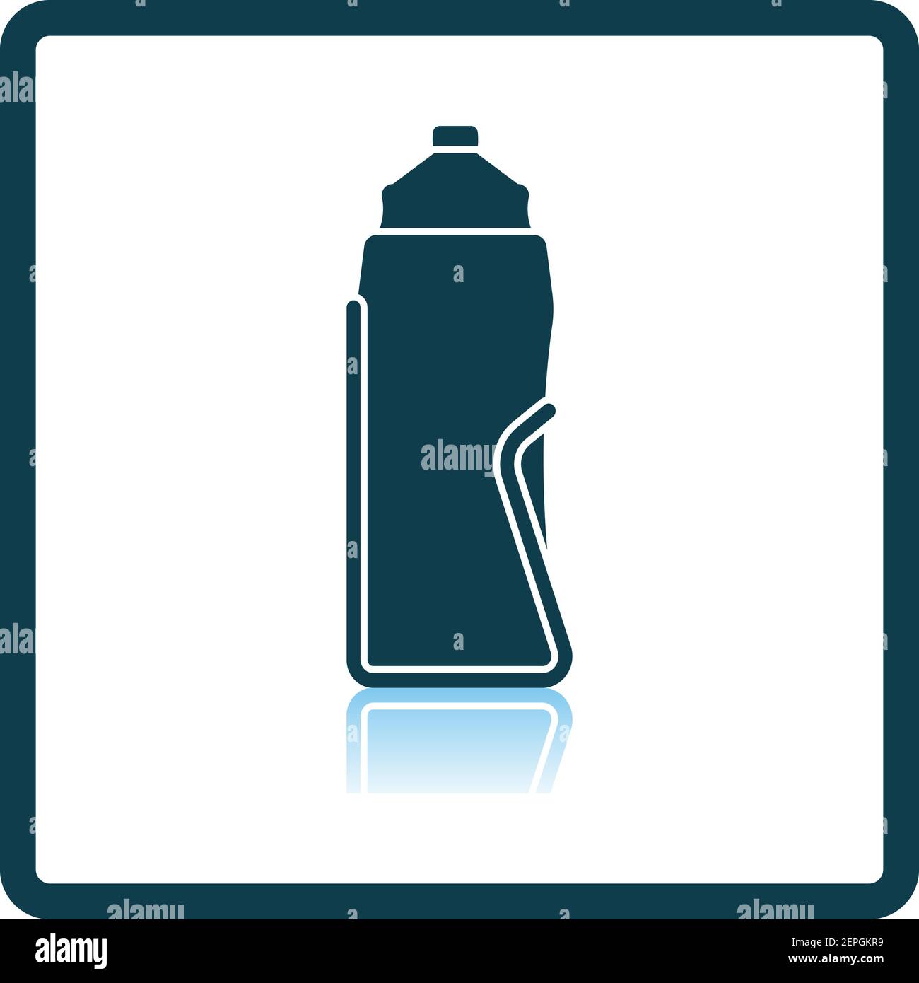 Bike Bottle Cages Icon. Square Shadow Reflection Design. Vector Illustration. Stock Vector