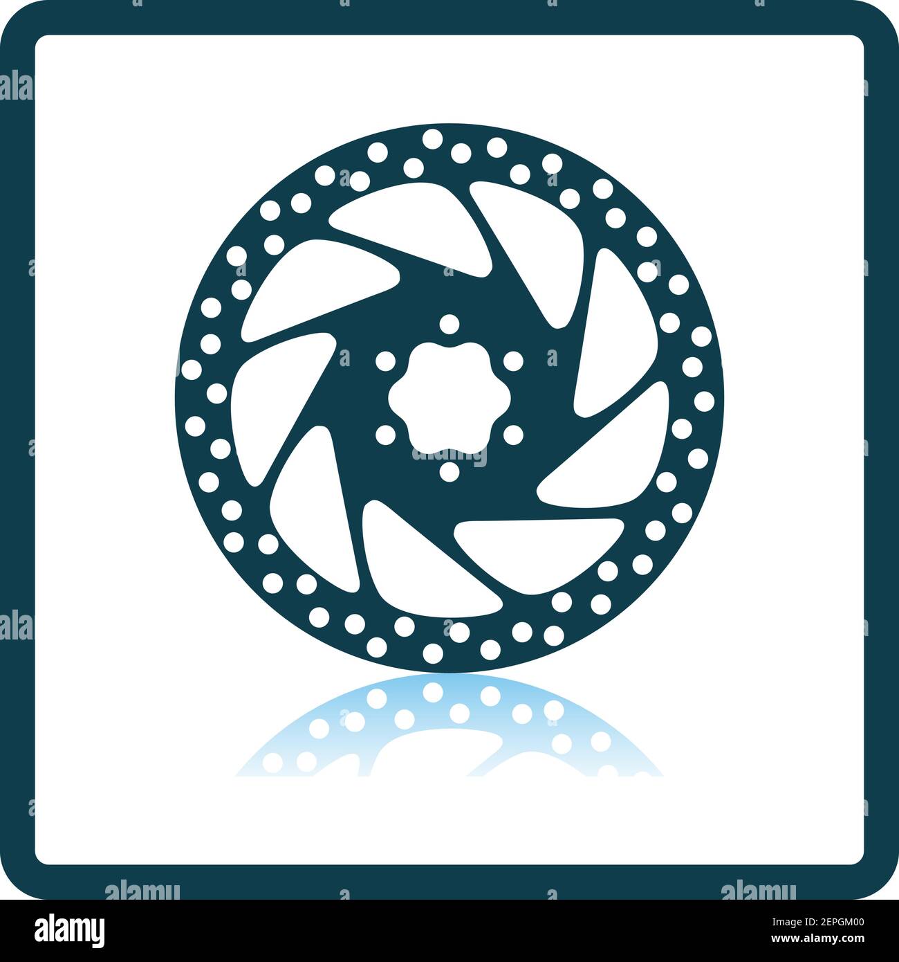 Bike Brake Disc Icon. Square Shadow Reflection Design. Vector Illustration. Stock Vector
