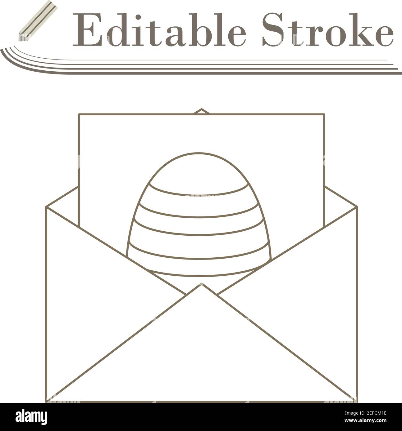 Envelop With Easter Egg Icon. Editable Stroke Simple Design. Vector Illustration. Stock Vector