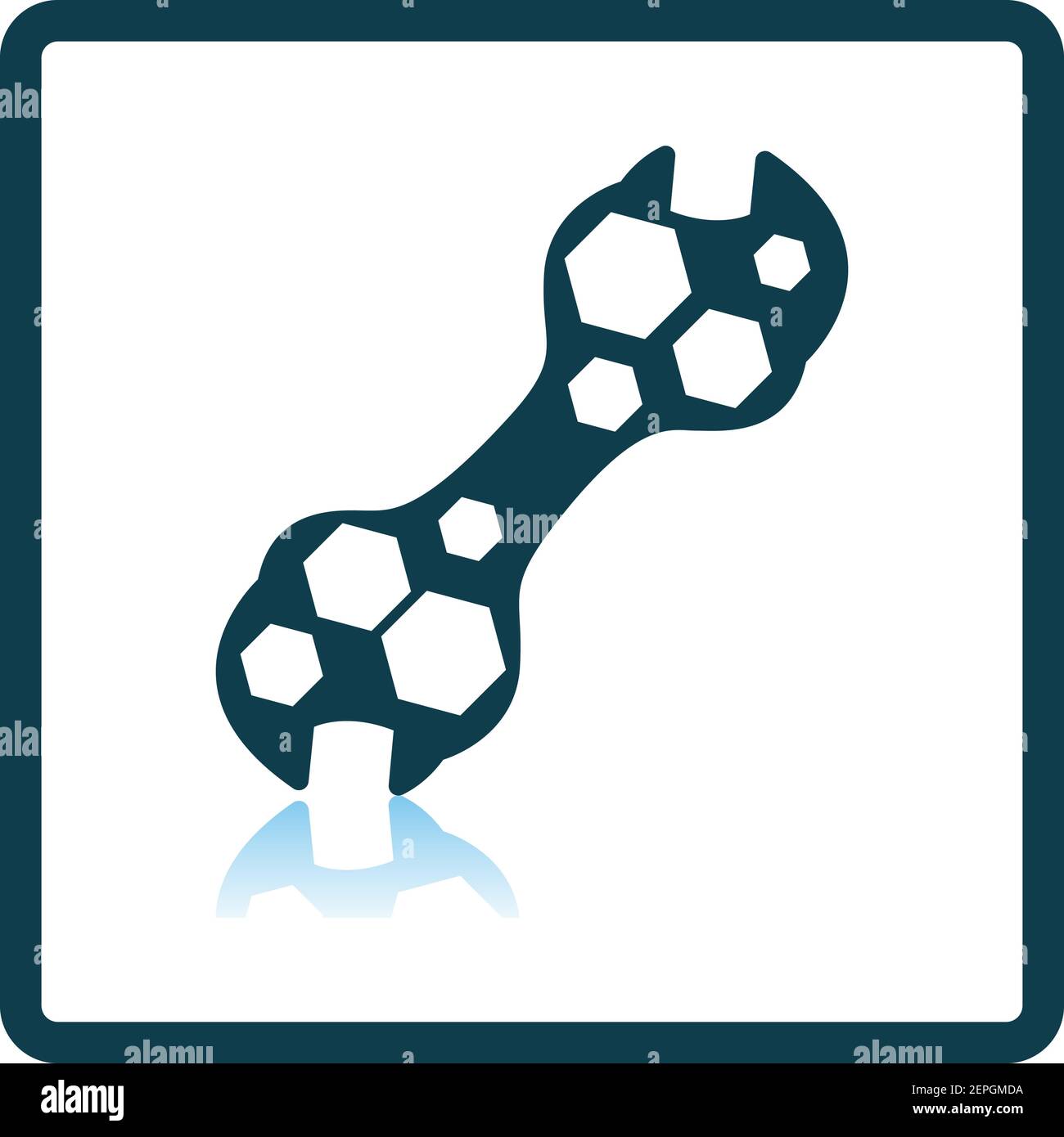Bike Spanner Icon. Square Shadow Reflection Design. Vector Illustration. Stock Vector