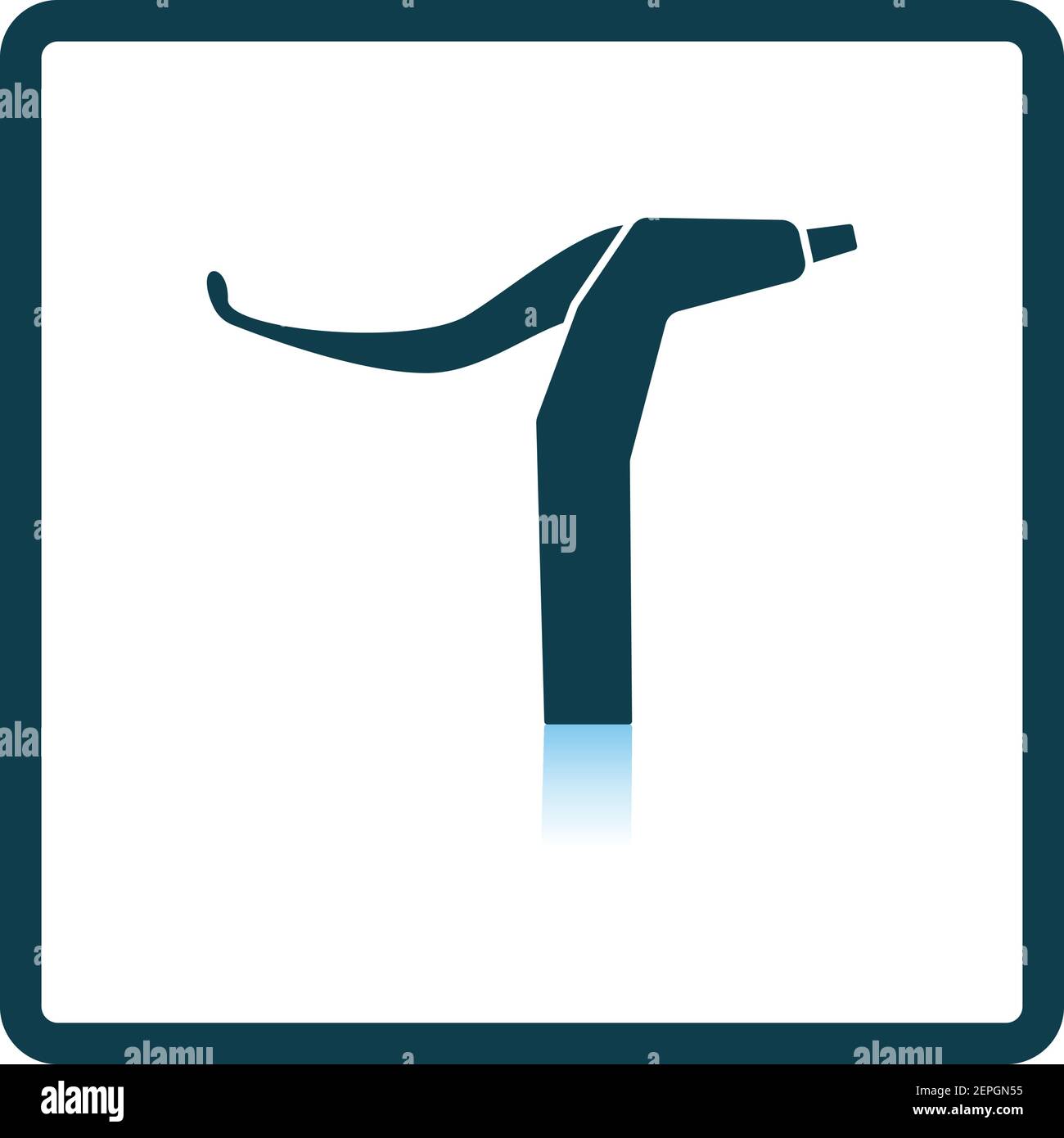 Bike HandleBar Brake Icon. Square Shadow Reflection Design. Vector Illustration. Stock Vector