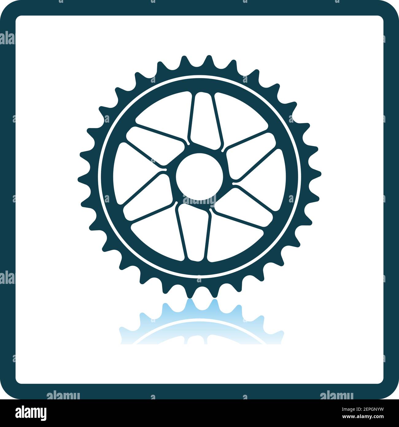 Bike Gear Star Icon. Square Shadow Reflection Design. Vector Illustration. Stock Vector