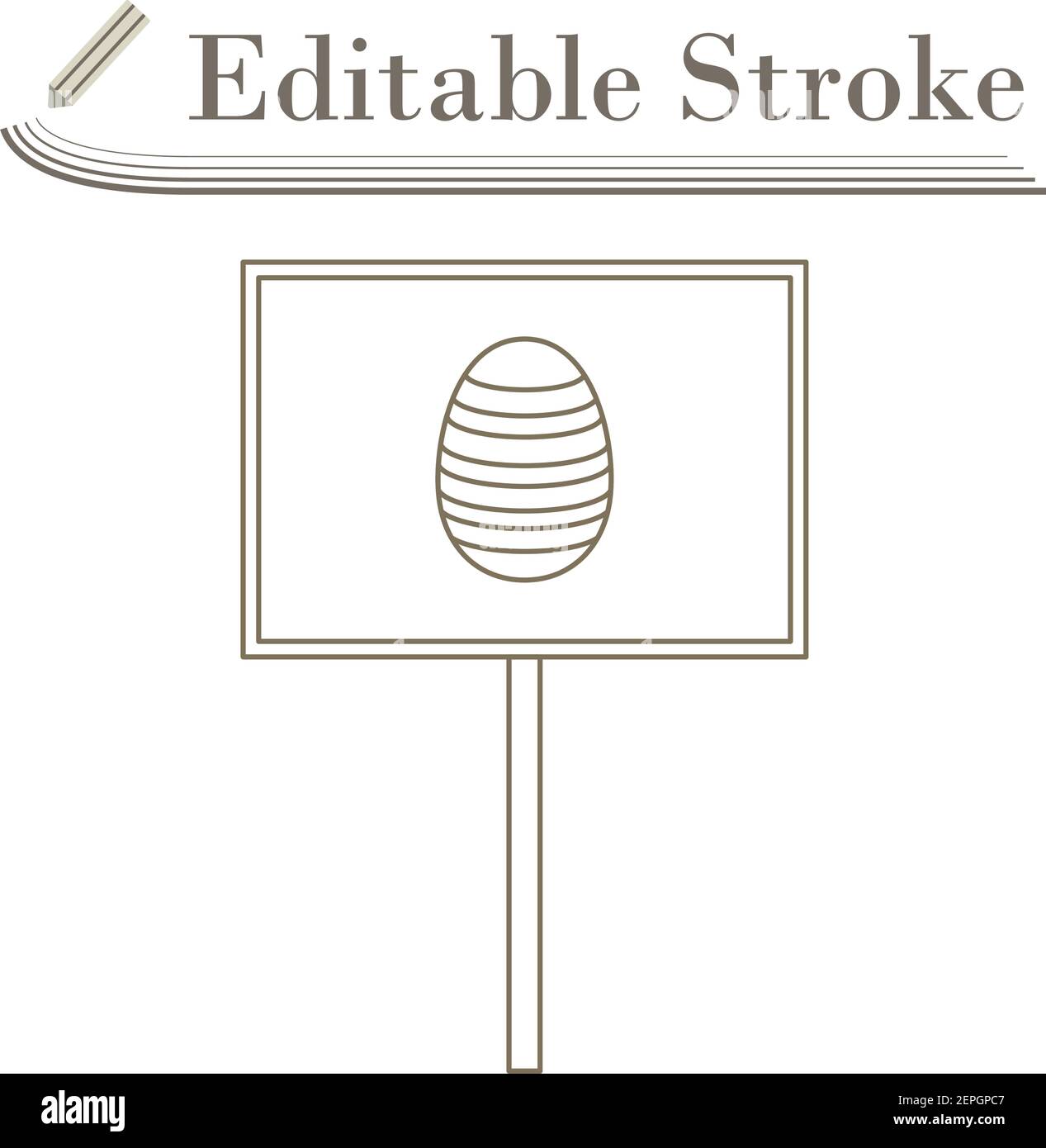 Easter Pointer With Egg Icon. Editable Stroke Simple Design. Vector Illustration. Stock Vector