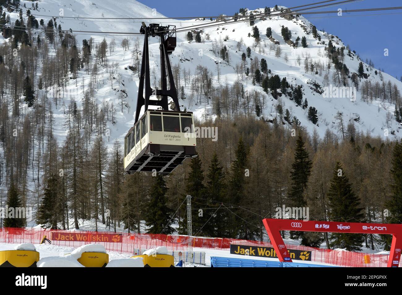La Volata, Val di Fassa, Italy, 27 Feb 2021, funivia track volata  skiworldcup during 2021 AUDI FIS Ski World Cup Val di Fassa - Downhill  Women, alpine ski race - Photo Giorgio