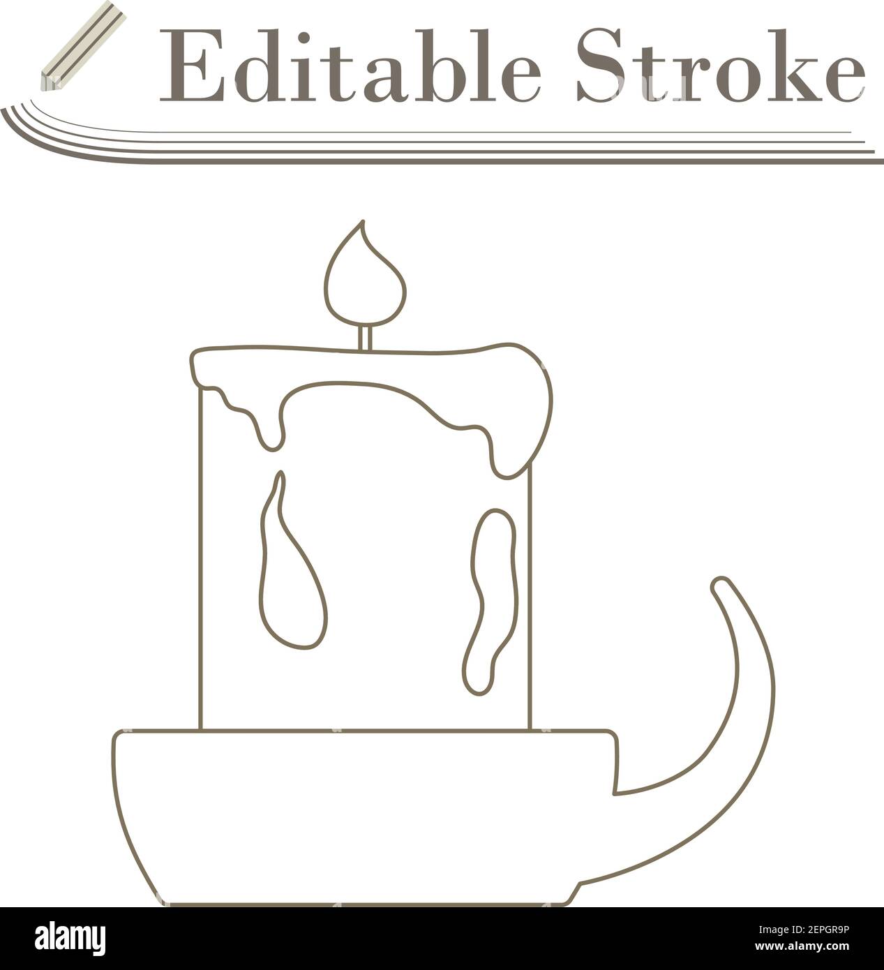 Candle In Candlestick Icon. Editable Stroke Simple Design. Vector Illustration. Stock Vector