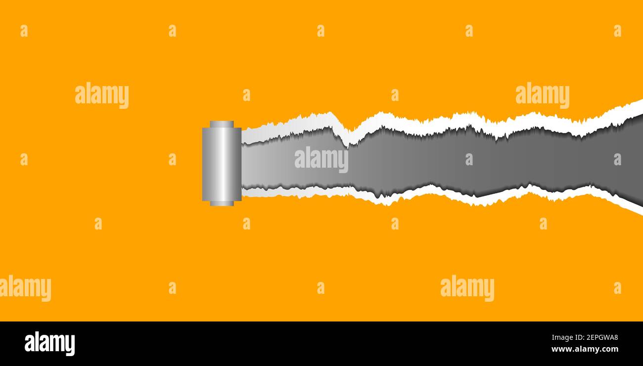 realistic torn paper with shadows on a yellow background. Stock Vector
