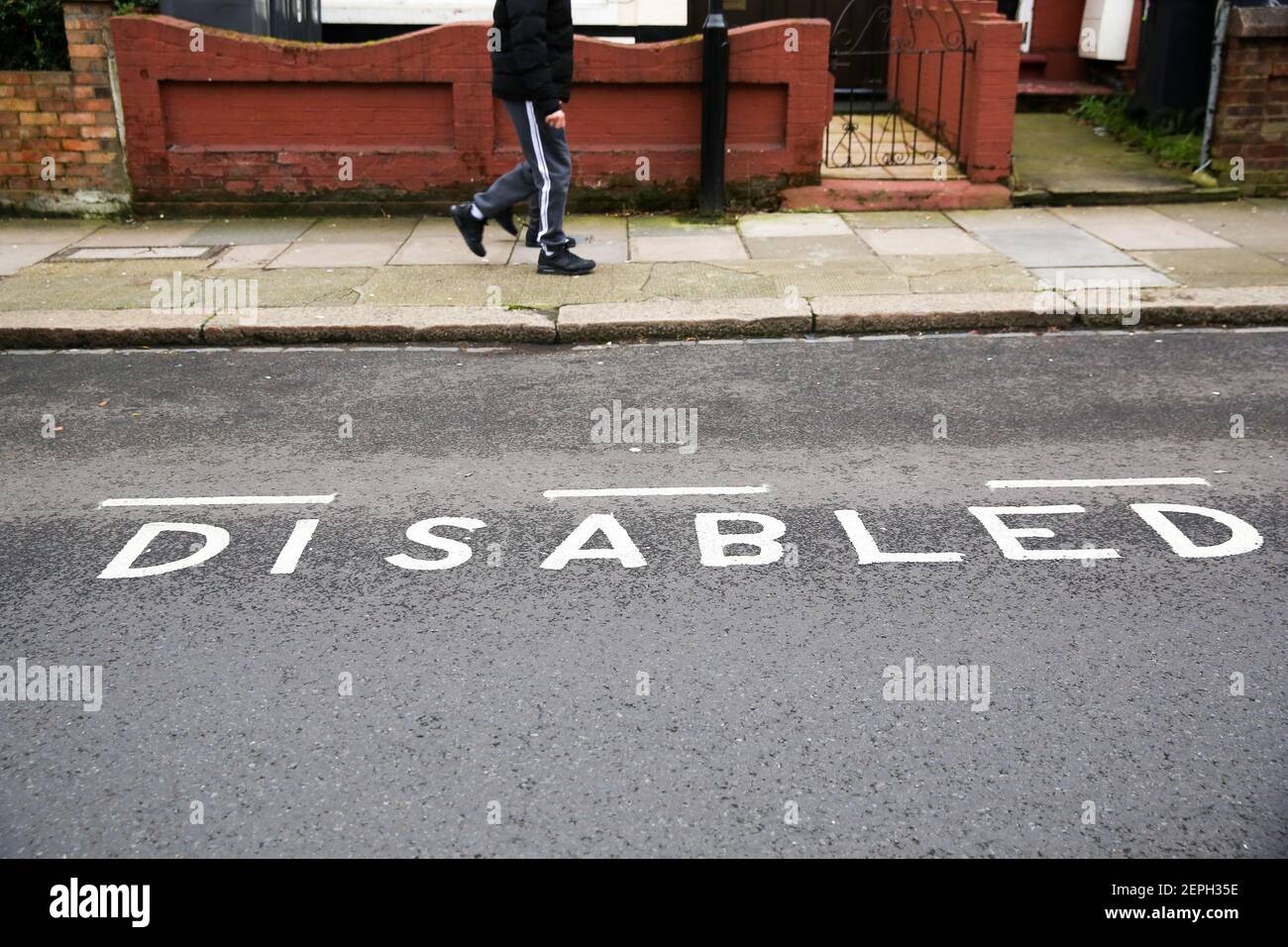 A disabled Parking bay is seen in north London. Thousands of people