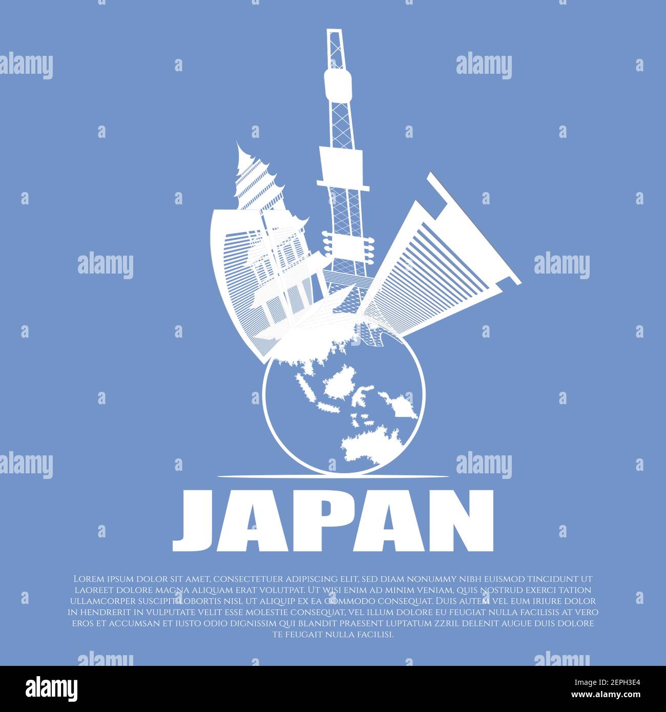 City view of japan with paper cut style Stock Vector