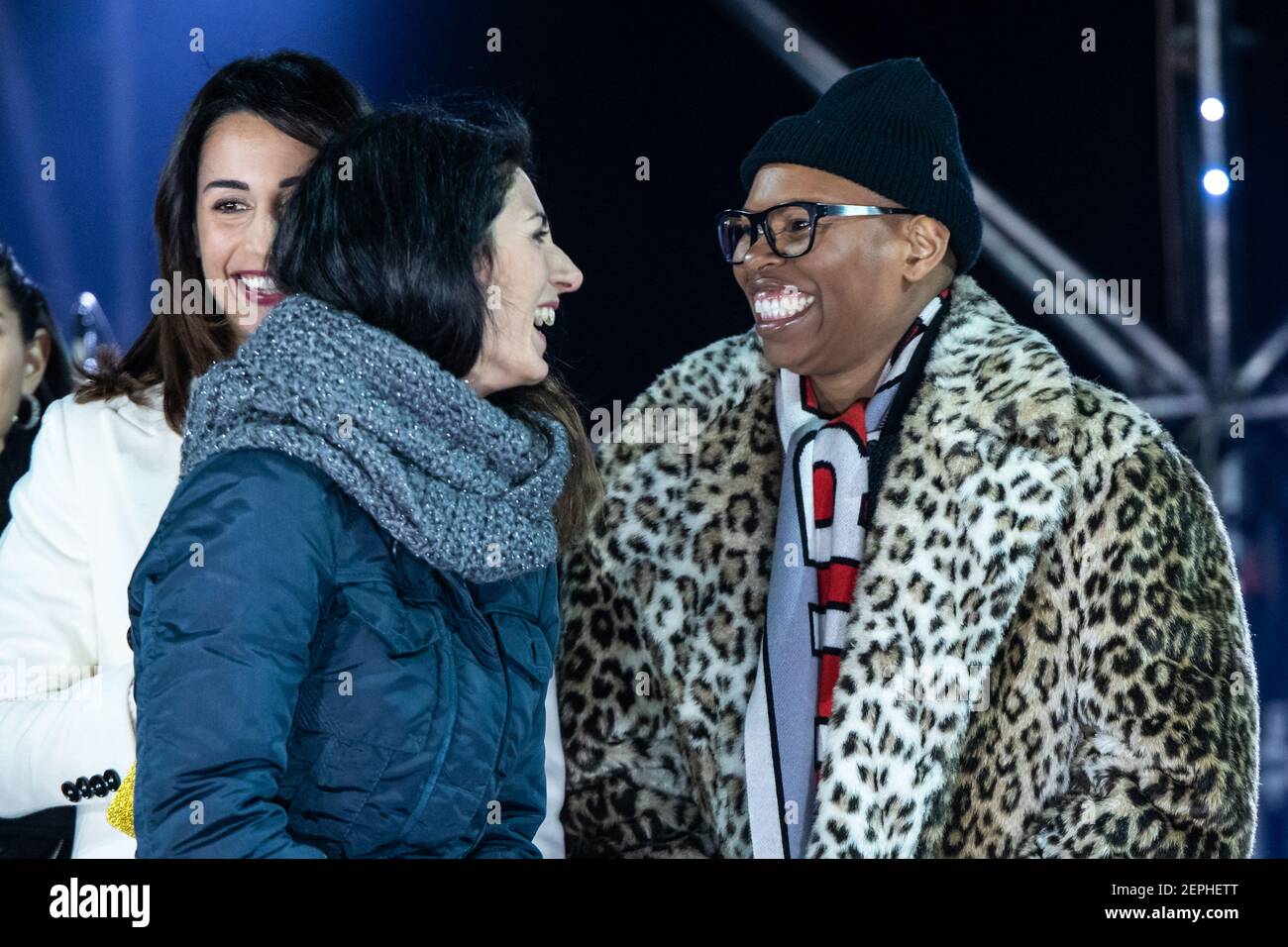Mayor Virginia Raggi and Skin attend the New Year celebrations at the ...